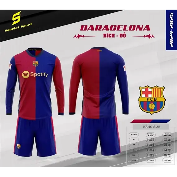 QA BÓNG ĐÁ CLB BARCA TAY DÀI SAO VIỆT