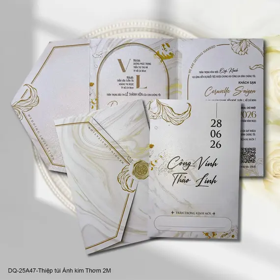 DQ-25A47 THIỆP TÚI ÁNH KIM THƠM 2M