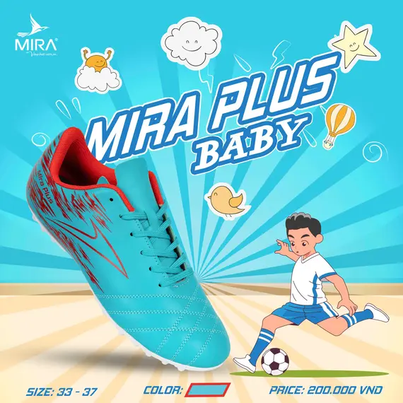 GIÀY BÓNG ĐÁ PLUS TRẺ EM MIRA