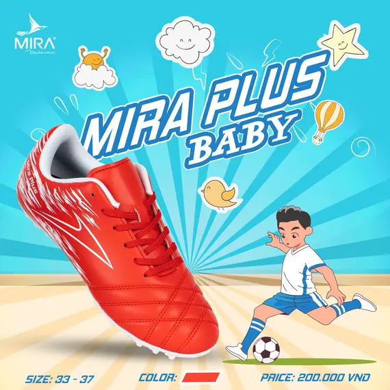 GIÀY BÓNG ĐÁ PLUS TRẺ EM MIRA