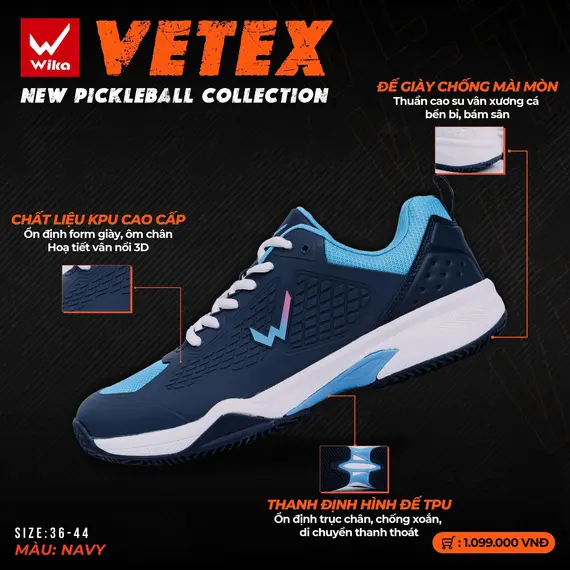 GIÀY THỂ THAO PICKLEBALL, CẦU LÔNG VETEX WIKA