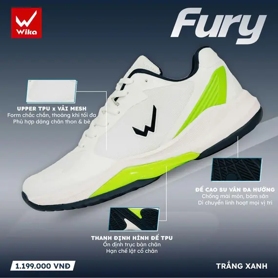 GIÀY THỂ THAO PICKLEBALL, CẦU LÔNG FURY WIKA