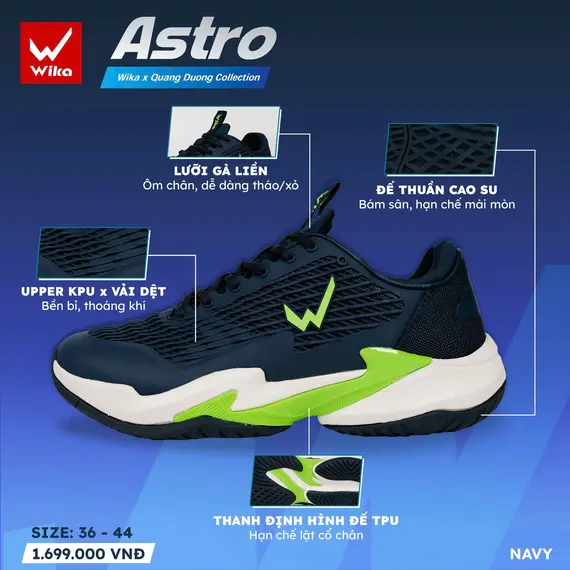 GIÀY THỂ THAO PICKLEBALL, CẦU LÔNG ASTRO WIKA